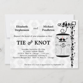 Invitación Birdcage de moda con el fondo elegante del damasco