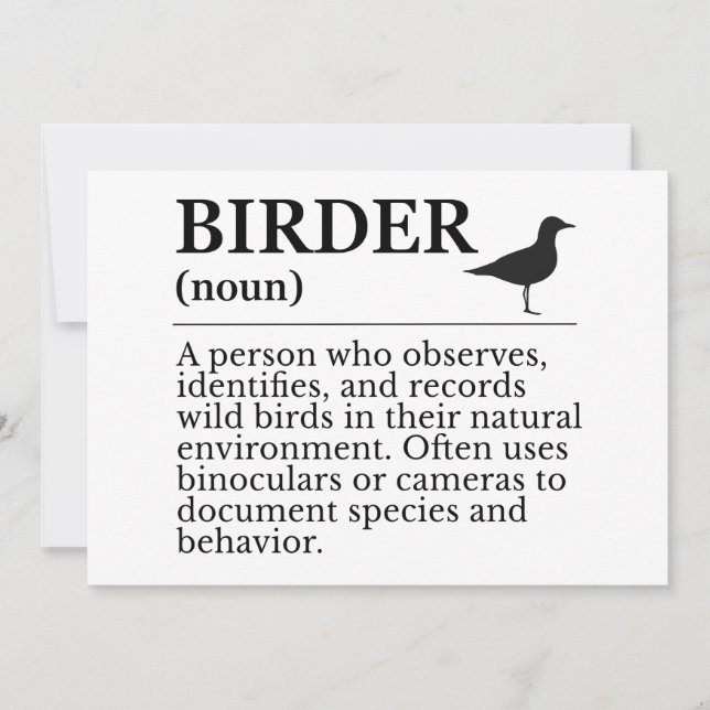 Invitación Birder definition - wild bird observer (Anverso)