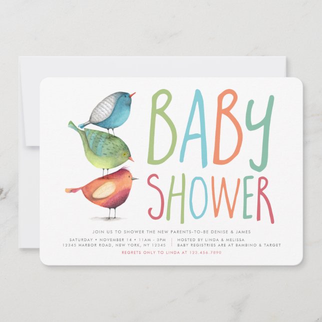 Invitación Birdie Baby Shower (Anverso)