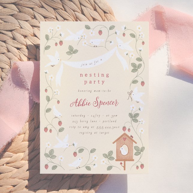 Invitación Birds & Berries Nesting Party Girl Baby Shower (Subido por el creador)