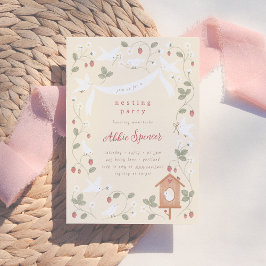 Invitación Birds & Berries Nesting Party Girl Baby Shower