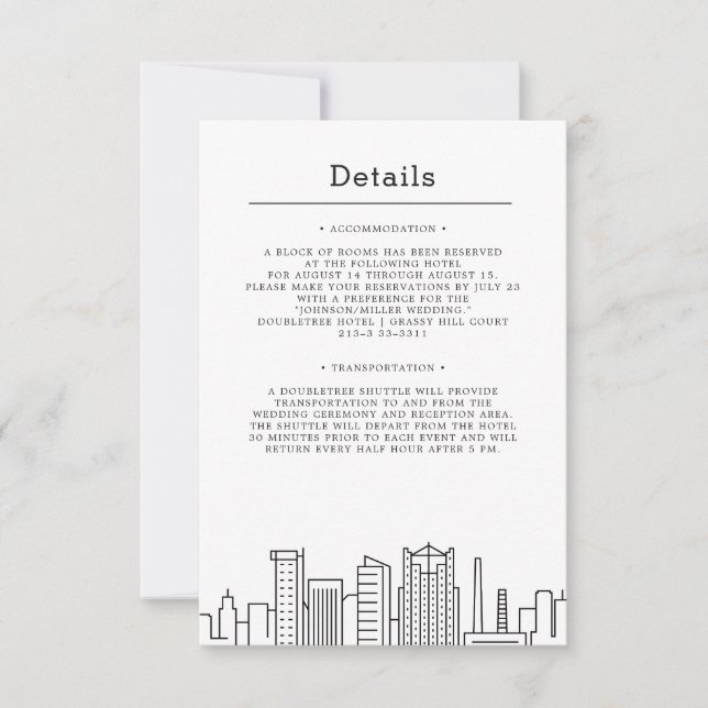 Invitación Birmingham, Boda de Alabama | Detalles del invitad (Anverso)