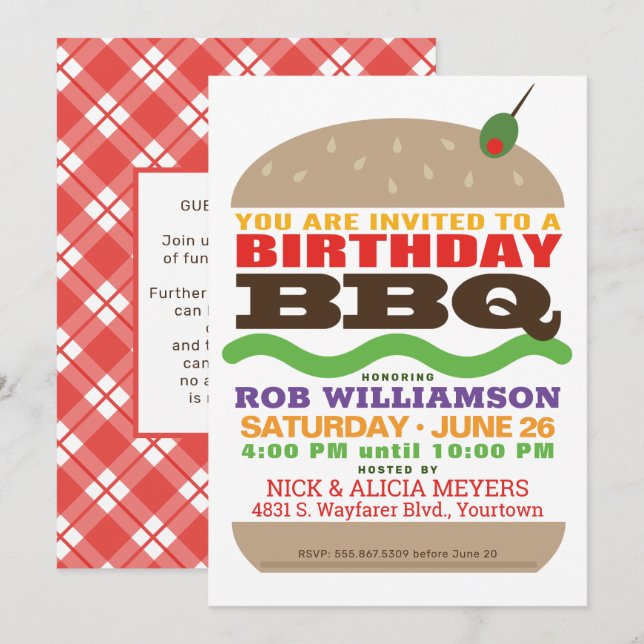 Invitación Birthday Barbeque | Fiesta de barbacoa (Anverso / Reverso)