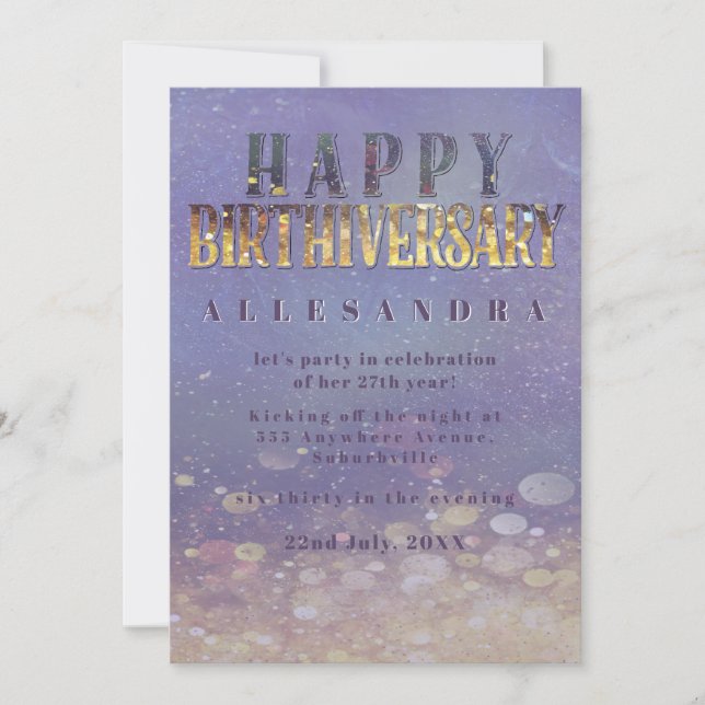 Invitación Birthday Birthiversary Unique Party Event (Anverso)