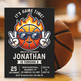 Invitación Birthday Boy party with a basketball Ball theme