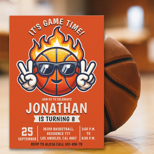 Invitación  Birthday Boy party with a basketball Ball theme (Subido por el creador)