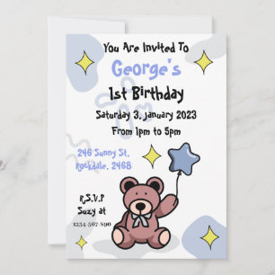 Invitación Birthday Boy Teddy Bear