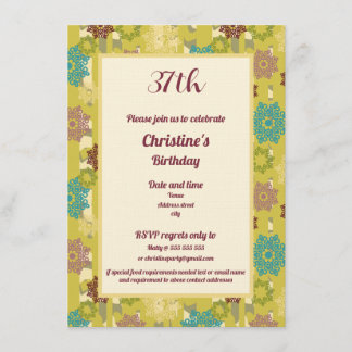 Invitación Birthday Celebration Urban Floral Pattern