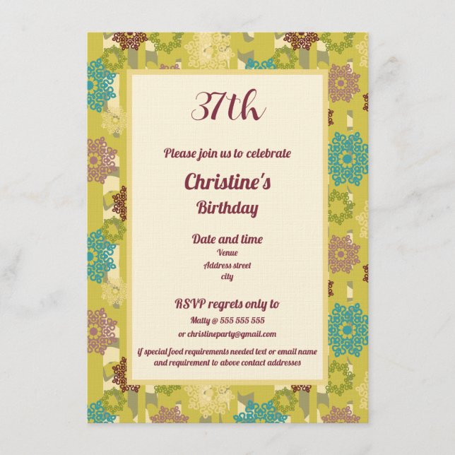 Invitación Birthday Celebration Urban Floral Pattern (Anverso)