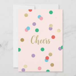 Invitación Birthday Confetti Peachy Pink Greeting Card