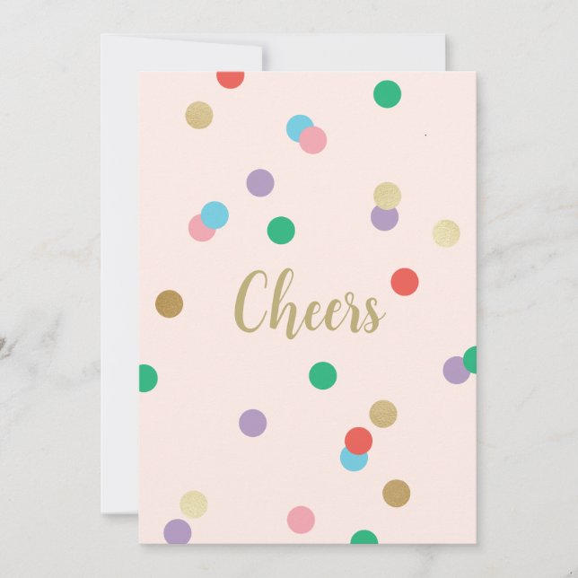 Invitación Birthday Confetti Peachy Pink Greeting Card (Anverso)