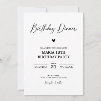 Invitación Birthday Dinner Invitation for Adults Editable