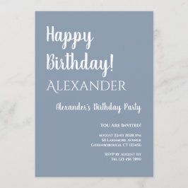 Invitación Birthday Dusty Blue Happy Birthday