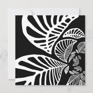 Invitación Birthday Invitation Black & White Leaf