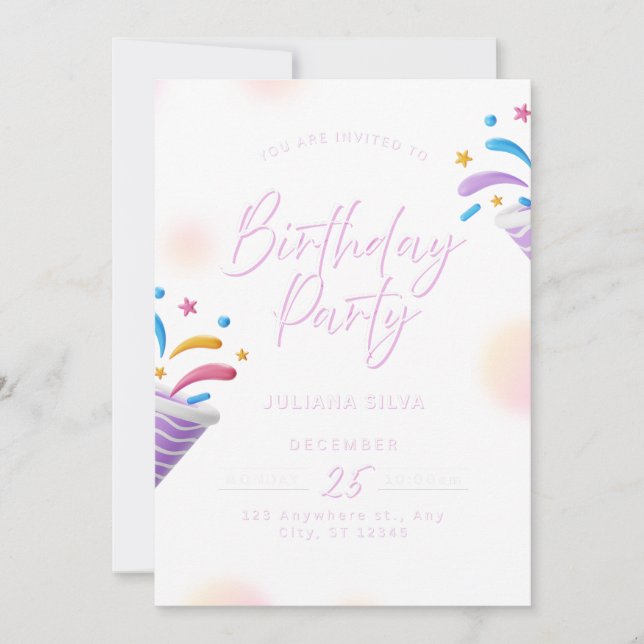 Invitación Birthday Invitation Blue Modern Party Design (Anverso)