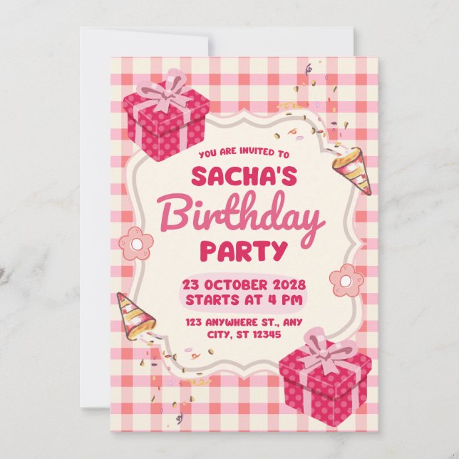 Invitación Birthday Invitation Clean Modern Minimal Style (Anverso)