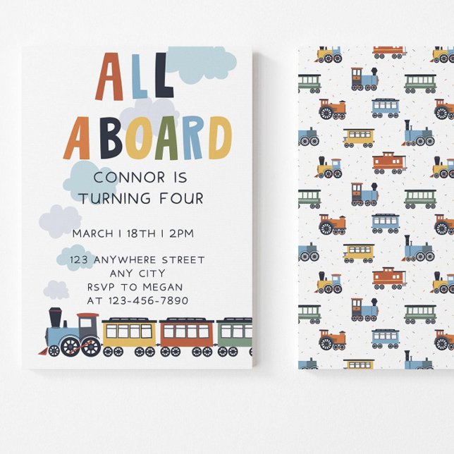 Invitación Birthday Invitation Editable Template Modern Train (Subido por el creador)