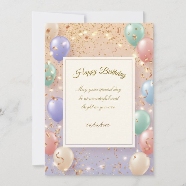 Invitación Birthday Invitation Elegant Card | Happy Birthday  (Anverso)