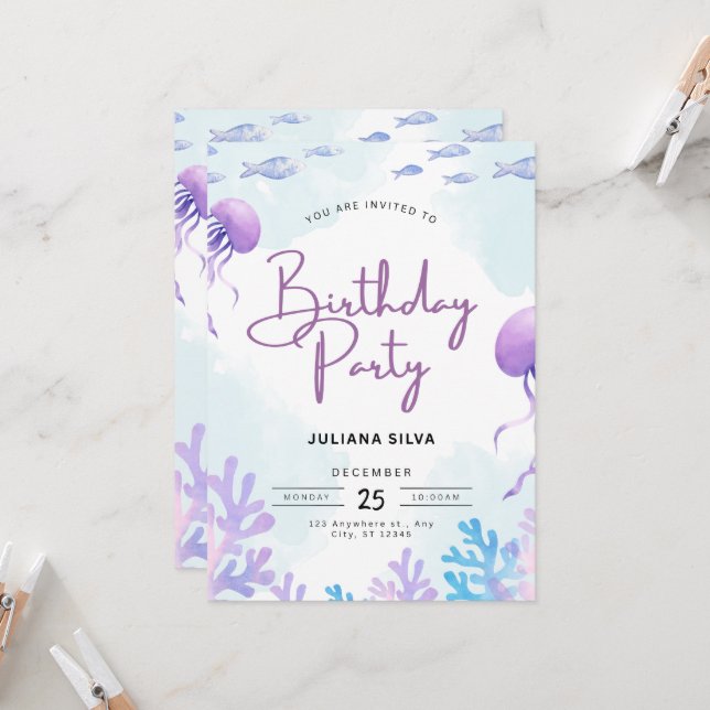 Invitación Birthday Invitation Neutral Beige Elegant Style (Anverso/Reverso In Situ)