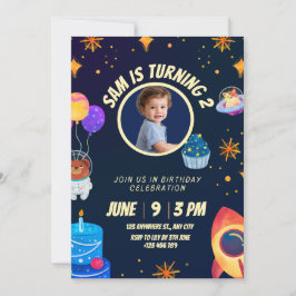 Invitación Birthday Invitation Space Rocket for kids