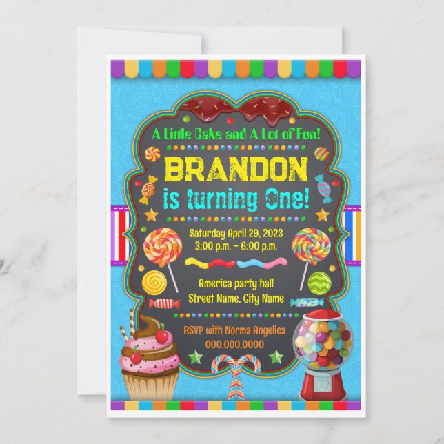 Invitación Birthday invitation Sweet candy (Anverso)