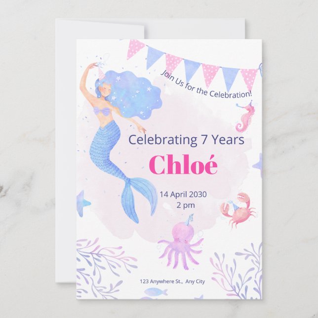 Invitación Birthday Invitation Under the Sea Birthday (Anverso)