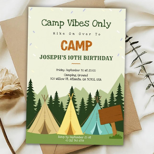 Invitación Birthday Invitation with a camping vibe  (Subido por el creador)