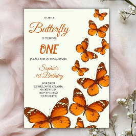 Invitación birthday invitation with vibrant orange butterfly