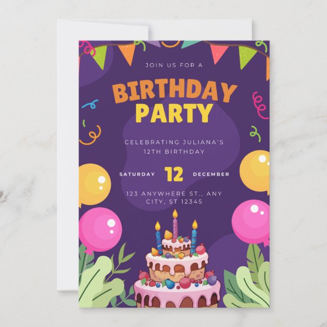 Invitación birthday party (Anverso)