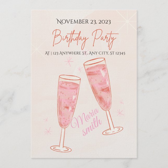 Invitación Birthday Party Invitation – Editable Colorful Temp (Anverso)