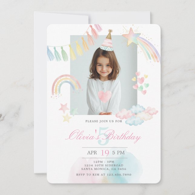 Invitación Birthday Party Photo (Anverso)