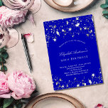 Invitación Birthday party royal blue stars<br><div class="desc">A 40th (or any age) birthday party invitation for both him and her. A royal blue background decorated with stars. Personalize and add a name and party details.</div>