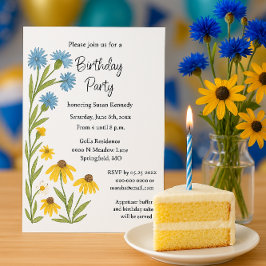 Invitación Birthday Party Watercolor Wildflowers