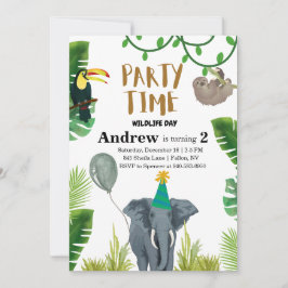 Invitación Birthday party wildlife jungle animals 