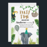 Invitación Birthday party wildlife jungle animals<br><div class="desc">Get ready for a wild adventure with our Wildlife Jungle Animals Birthday Party Invitation! Set in the heart of the jungle, join in the celebration. Customize the details and invite your little explorers to an exciting safari-themed party filled with jungle games, treasure hunts, and a roaring good time! It's a...</div>