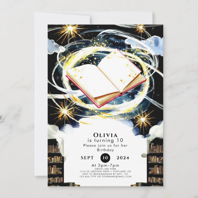 Invitación Birthday por el libro de cuentos para niños de la  (Anverso)