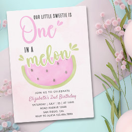 Invitación Birthday watermelon Girl one in a melon