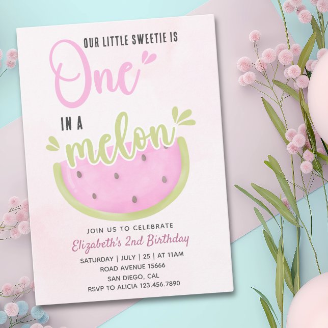 Invitación Birthday watermelon Girl one in a melon (Subido por el creador)