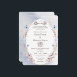 Invitación Bismillah Blue & Gold Muslim Nikkah Card<br><div class="desc">Begin your blessed union in the name of Allah with this elegant floral Islamic wedding invitation. Featuring beautiful Arabic calligraphy of Bismillah Arrahman Arrahim, delicate blue and soft blush florals, and a graceful arch design, this invitation blends faith, romance, and timeless sophistication. Perfect for Nikkah ceremonies, Muslim weddings, and faith-centered...</div>