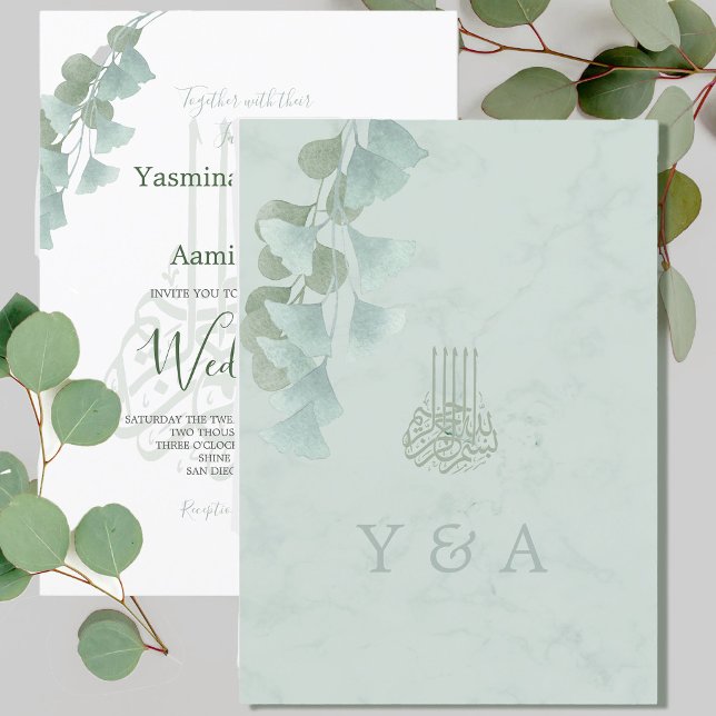 Invitación Bismillah islámico Eucalyptus Moda Boda moderno (Subido por el creador)