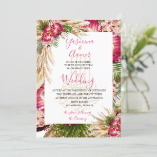 Invitación Bismillah Pampas Protea Boda floral