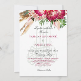 Invitación Bismillah Pampas Protea Boda floral