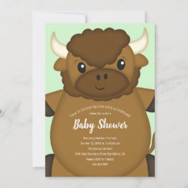 Invitación Bison Buffalo Baby Shower Green