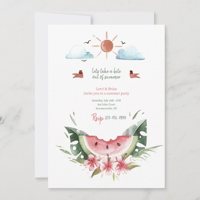 Invitación Bite fuera del verano (Anverso)