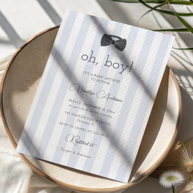 Invitación Bitty Bow Oh Boy Baby Shower (Subido por el creador)