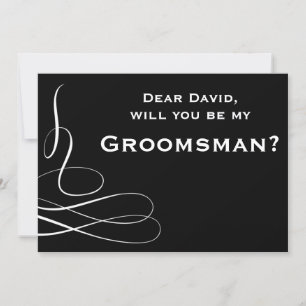 Invitación Bizcocho Blanco Y Negro Serás Mi Groomsman