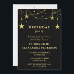 Invitación Black 18th cumpleaños Party invita a Gold Stars<br><div class="desc">Black 18th cumpleaños Party invita a Gold Stars</div>