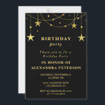 Invitación Black 18th cumpleaños Party invita a Gold Stars<br><div class="desc">Black 18th cumpleaños Party invita a Gold Stars</div>