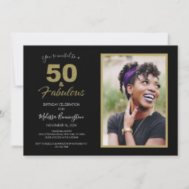 Invitación Black 50 y fabulosa foto de fiesta de cumpleaños n