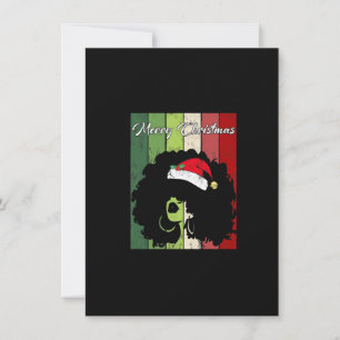 Invitación Black African American Merry Christmas Santa Hat